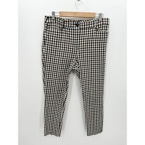 Loft Curvy Perfect Skinny Pants in Plaid Women Size 10 Black Brown Fall Ankle